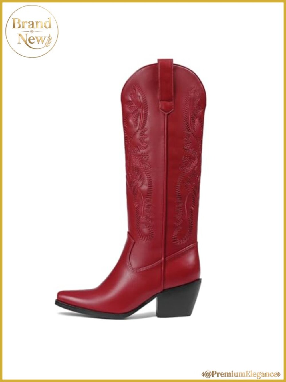 Knee High Western Cowboy Boots Chunky Block Heel Pointed Toe Women's
